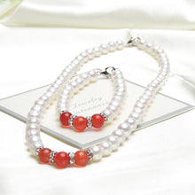 Load image into Gallery viewer, White Pearls and Red Agate Set
