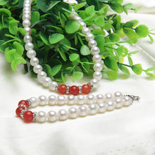 Load image into Gallery viewer, White Pearls and Red Agate Set
