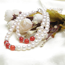 Load image into Gallery viewer, White Pearls and Red Agate Set
